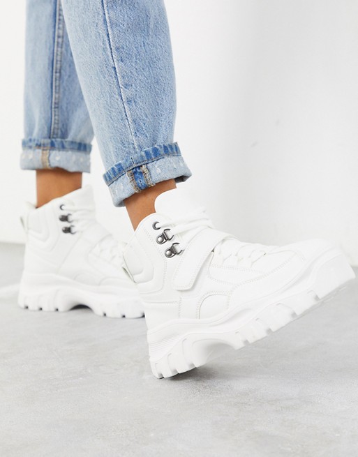 NA-KD platform sneaker boots in white