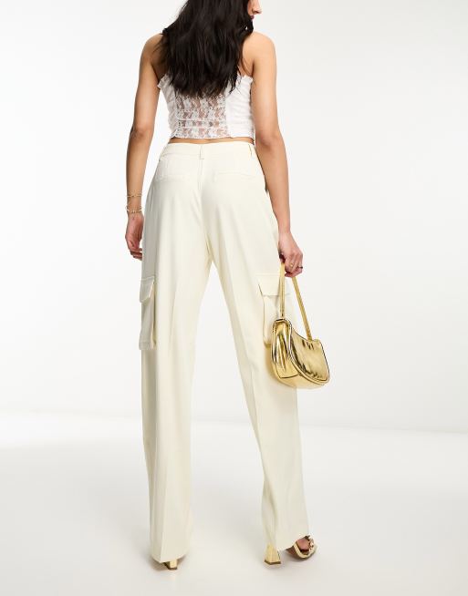 Y.A.S Bridal satin wide leg pants in white - part of a set