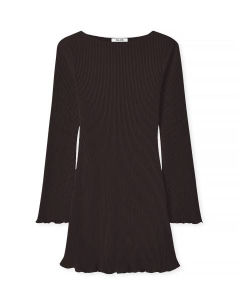 NA-KD Pleated mini dress in dark brown - view 1
