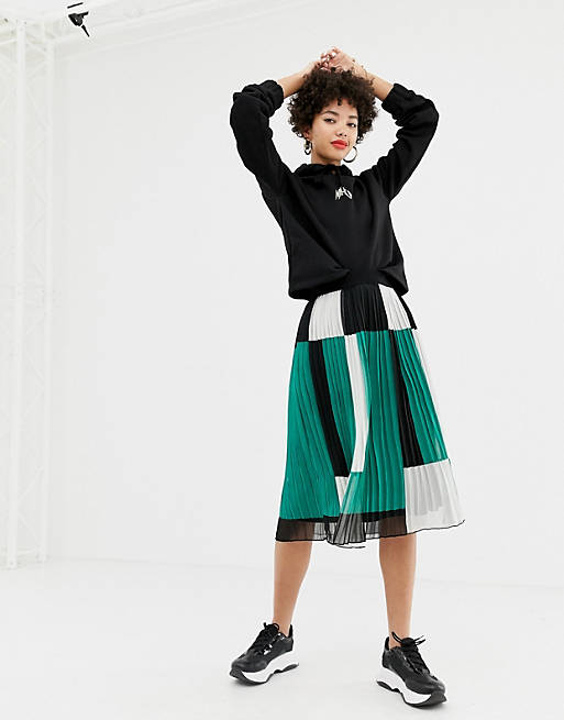 Na-kd pleated skirt with block colour detailing | ASOS