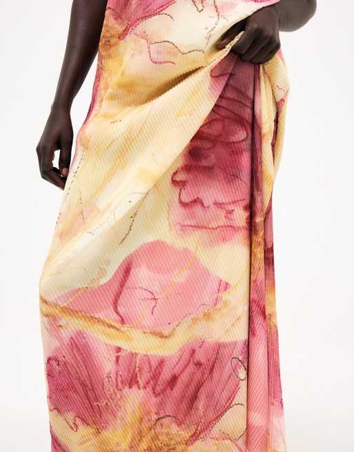 NA-KD Plisse maxi tube dress in pastel blooms, 4 of 5