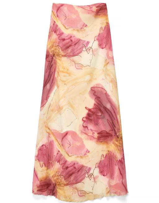 NA-KD Plisse maxi tube dress in pastel blooms, 5 of 5
