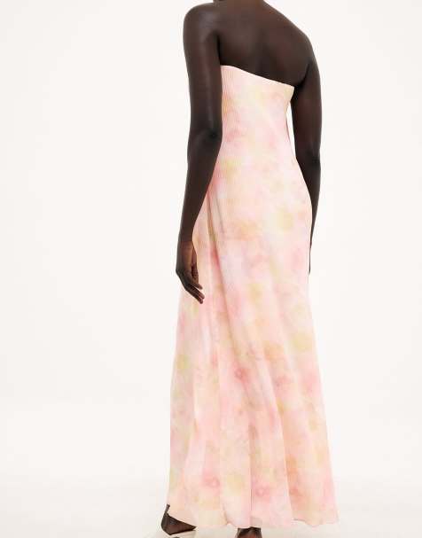 NA-KD Plisse maxi tube dress in poppy flower - view 1