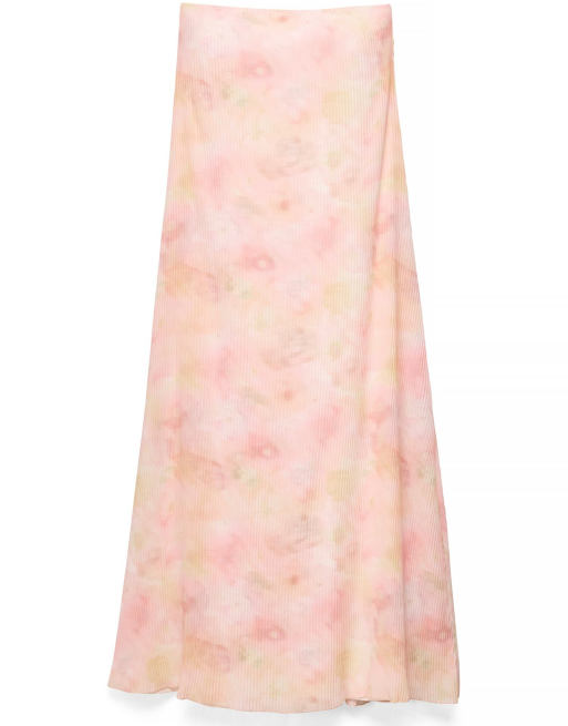 NA-KD Plissee-Maxikleid mit Bandeau-Ausschnitt und Mohnblumenmuster, 5 von 5