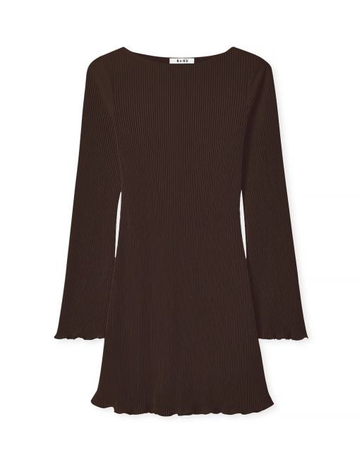 NA-KD – Plissiertes Minikleid in Dunkelbraun, 4 von 5