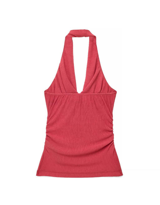 NA-KD – Plissiertes, transparentes Neckholder-Oberteil in Rot, 5 von 5