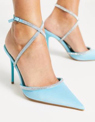 NA-KD pointy heeled stilettos in blue - ASOS Price Checker