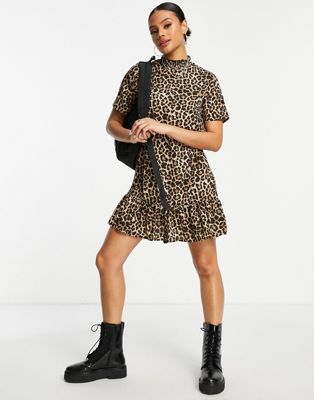 NA-KD printed flowy mini dress in leopard