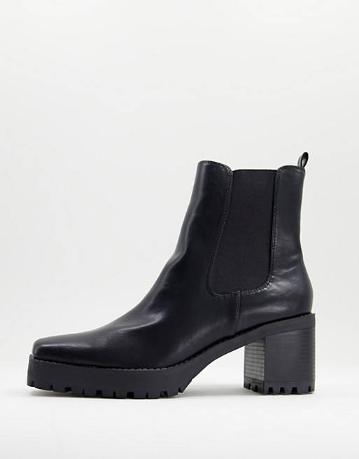 NA-KD profile sole squared toe boots in black | ASOS