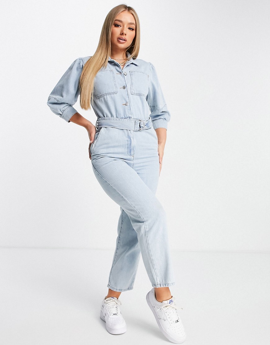 NA-KD PUFF SLEEVE JUMPSUIT IN BLUE-BLUES,1018-003439-0047