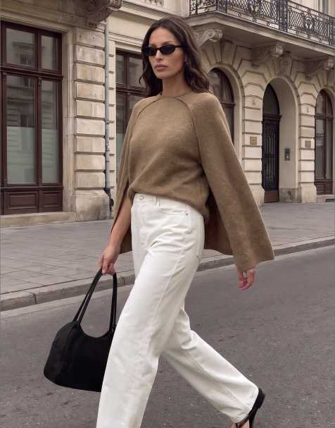 NA-KD pull cape en maille couleur nougat - view 1