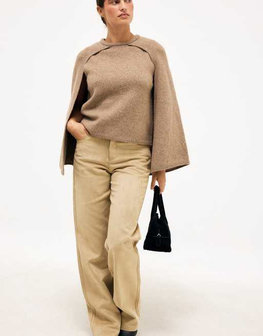 NA-KD pull cape en maille couleur nougat, 4 de 5