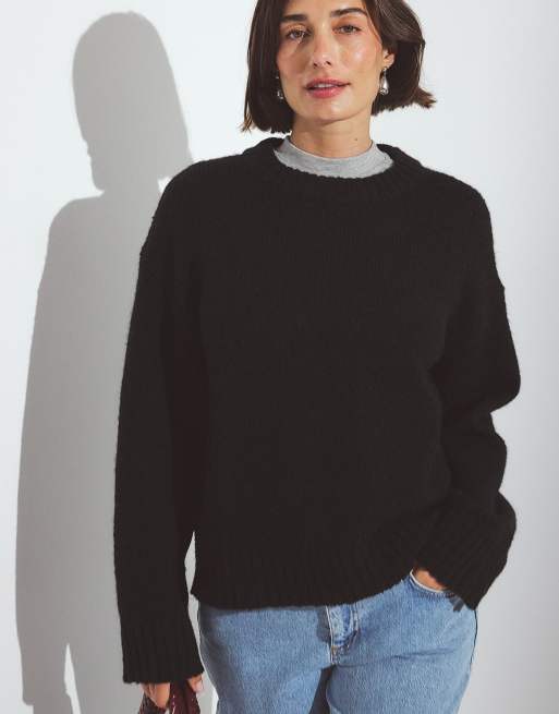NA-KD pull en maille à col rond en mélange de laine noir, 2 de 5