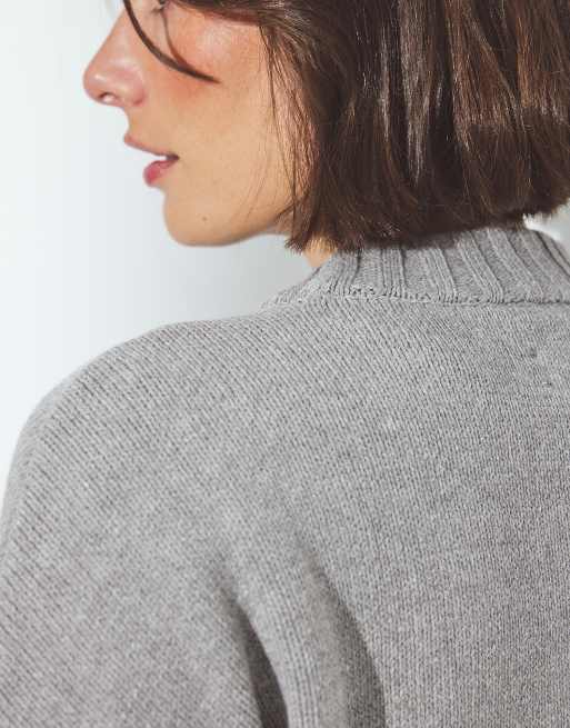 NA-KD pull en maille à manches retroussées gris moyen, 3 de 5
