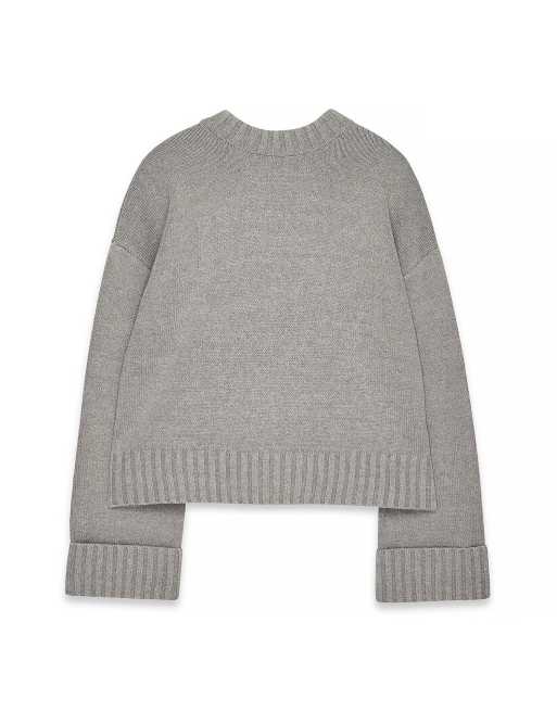 NA-KD pull en maille à manches retroussées gris moyen, 5 de 5