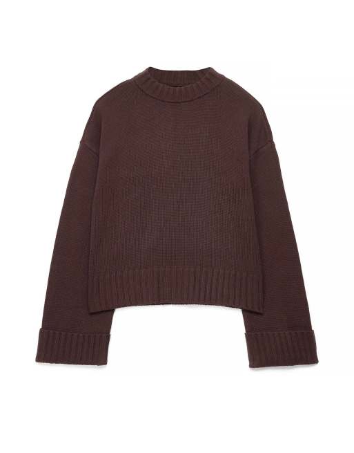 NA-KD pull en maille à manches retroussées marron, 5 de 5