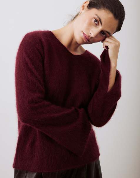 NA-KD pull en maille en laine brossée bordeaux - view 1