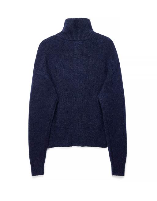 NA-KD Pull en mélange de laine à fermeture éclair bleu marine, 5 de 5