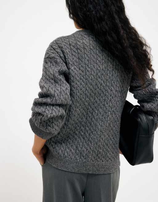 NA-KD pull zippé en maille torsadée gris foncé, 2 de 5