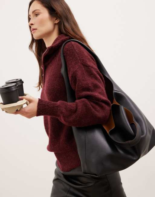 NA-KD Pull zippé en mélange de laine bordeaux, 3 de 5