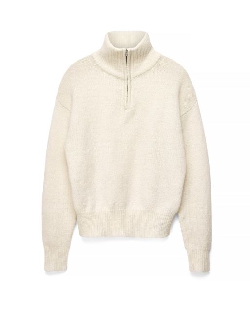 NA-KD Pullover mit Reißverschluss aus Wollmix in Wollweiß, 3 von 5