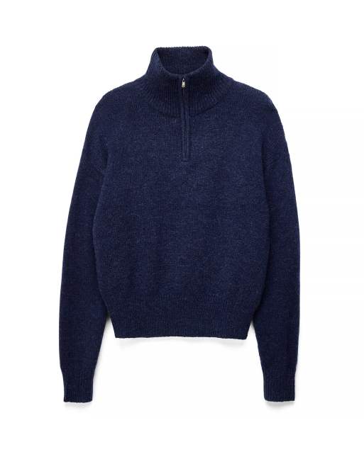NA-KD Pullover mit Reißverschluss in Marineblau, 4 von 5