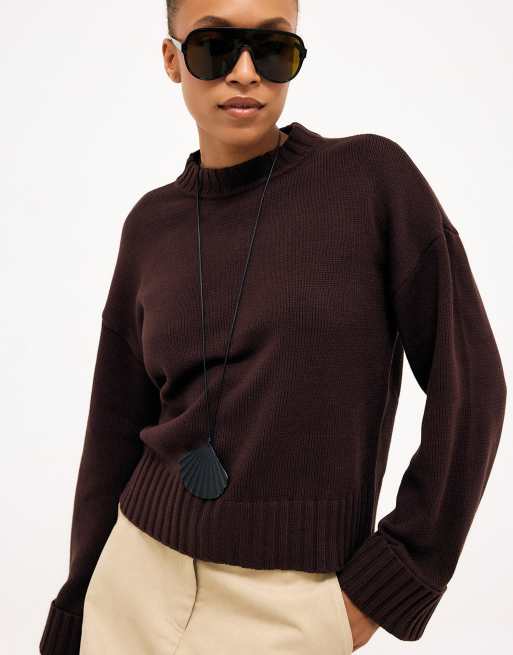 NA-KD Pullover mit umgeschlagenen Ärmeln in Braun, 2 von 5