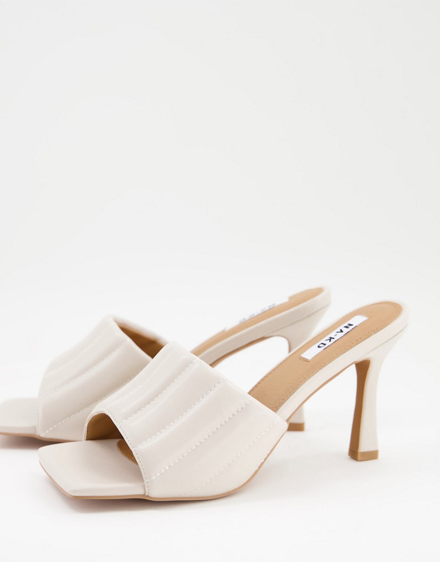 NA-KD quilted heels in cream-White