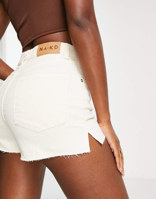 Cream store denim shorts