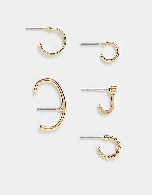 NA-KD recycled 5 pack earrings in gold
