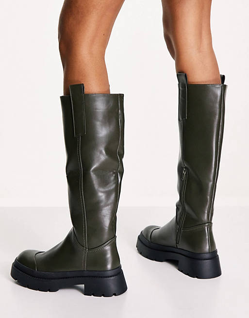  Boots/NA-KD recycled chunky knee high boot in khaki 