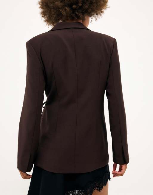 NA-KD Regular-Blazer mit Bindedetail in Braun, 2 von 3