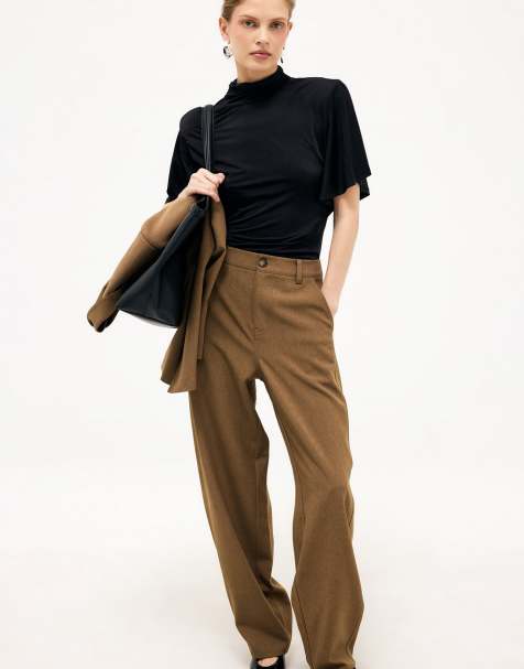 NA-KD Relaxed barrel trouser in dark brown - view 1