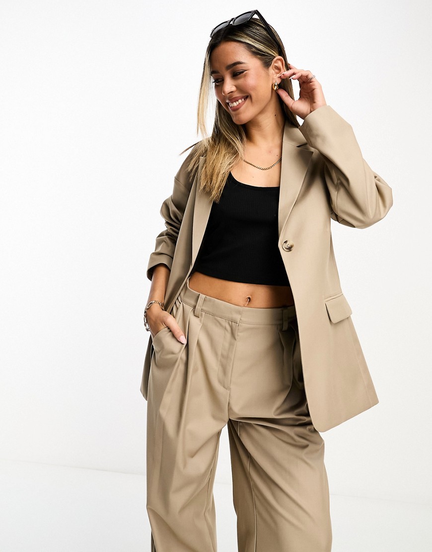 Na-kd Oversized Tailored Blazer In Beige - Part Of A Set-neutral