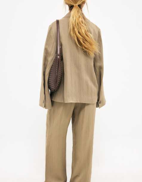 NA-KD Relaxed lyocell blend trouser in taupe