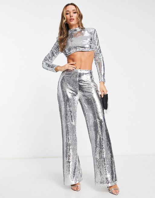 NA-KD relaxed trousers in sequin co-ord | ASOS