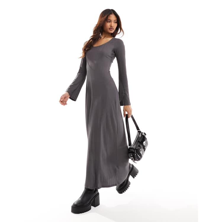 Dark grey outlet maxi dress uk