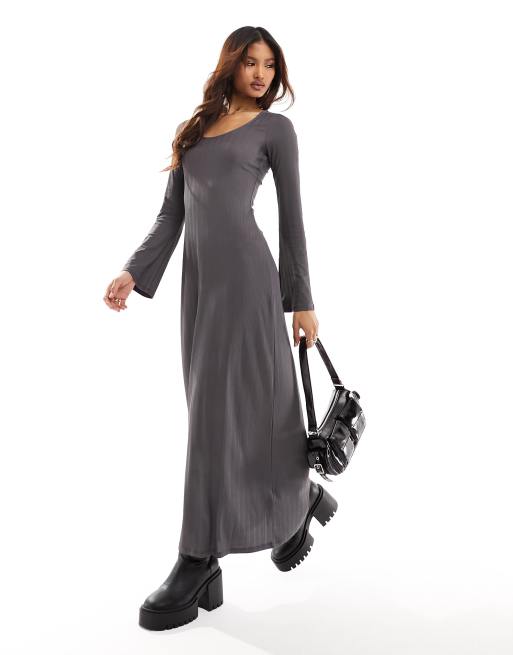 Black and best sale grey maxi dress