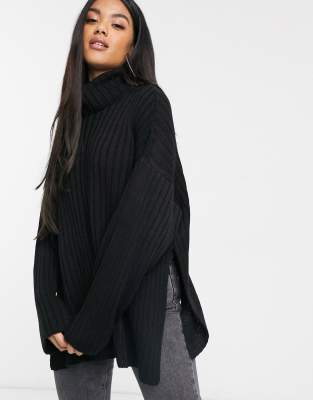 roll neck jumper with side slits