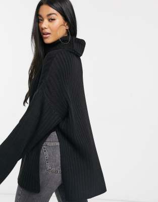 roll neck jumper with side slits