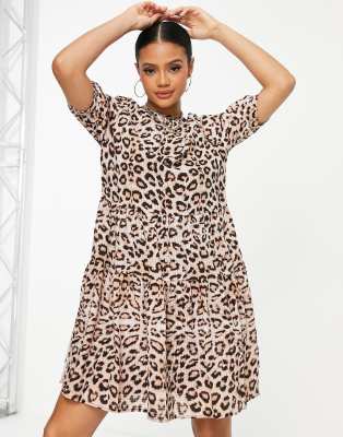 NA-KD - Robe courte à volants et imprimé léopard-Multicolore