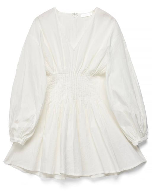 NA-KD - Robe courte en coton à manches longues et plis nervurés - Blanc, 5 de 5