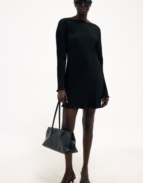 NA-KD - Robe courte plissée - Noir - view 1