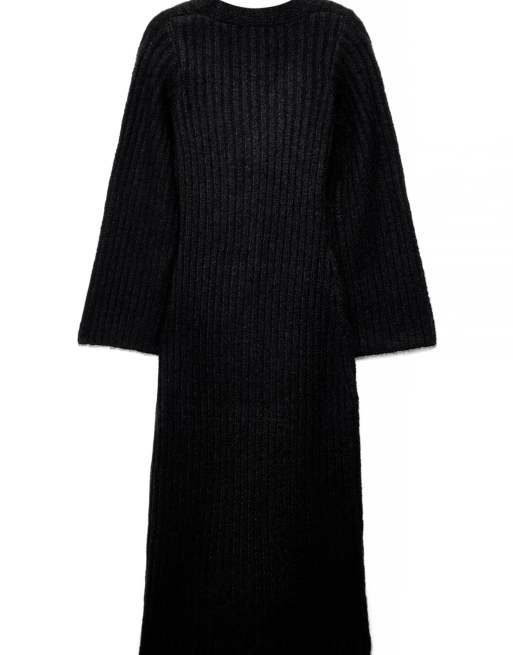 NA-KD robe longue cardigan en maille mélangée laine noire, 5 de 5
