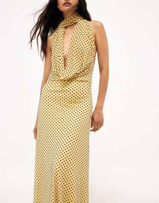 NA-KD robe longue dos nu à col halter jaune clair, 4 de 5
