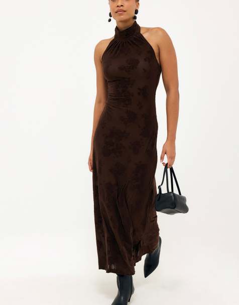 NA-KD robe longue dos nu marron - view 1