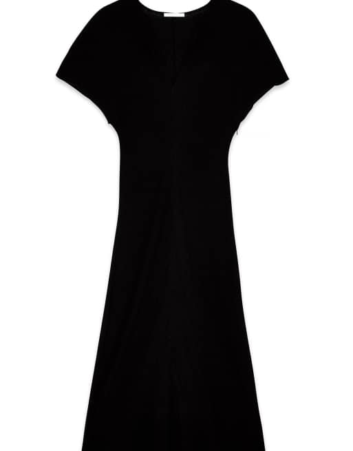 NA-KD - Robe longue effet froissé à manches courtes - Noir, 4 de 5