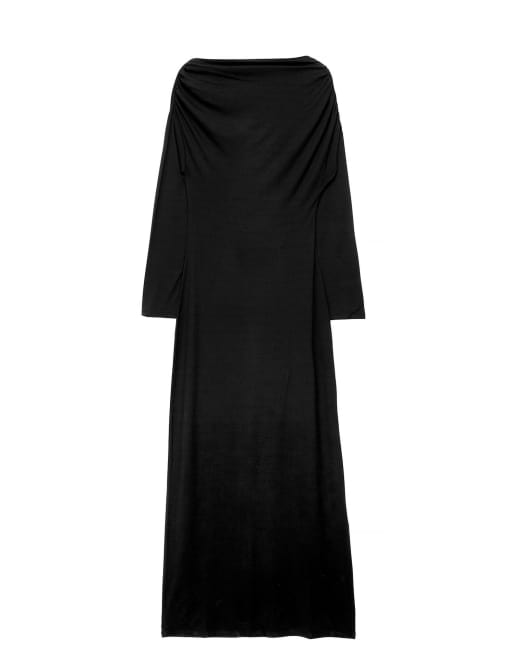 NA-KD robe longue en jersey drapée noire, 5 de 5