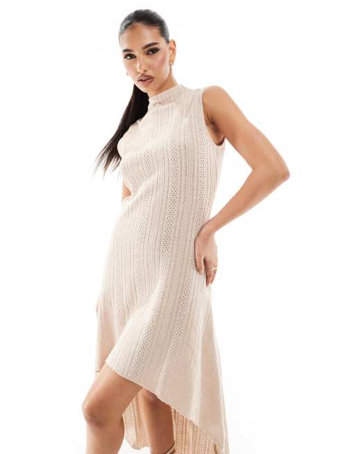 NA-KD - Robe mi-longue au crochet - Beige