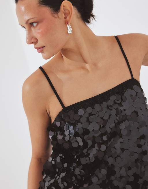 NA-KD robe nuisette courte à sequins noire, 3 de 5